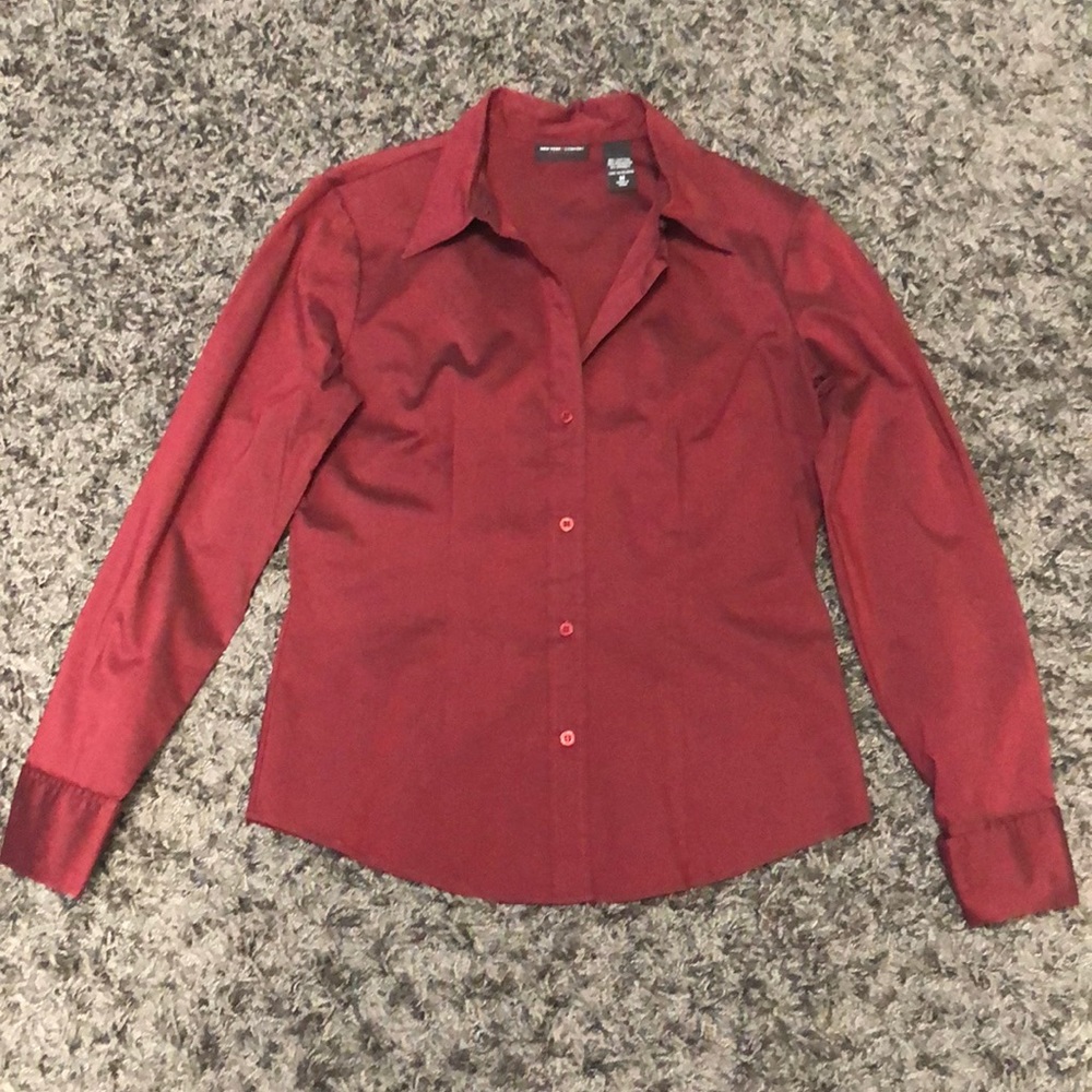 New York & Company City Stretch Red Dress Shirt
